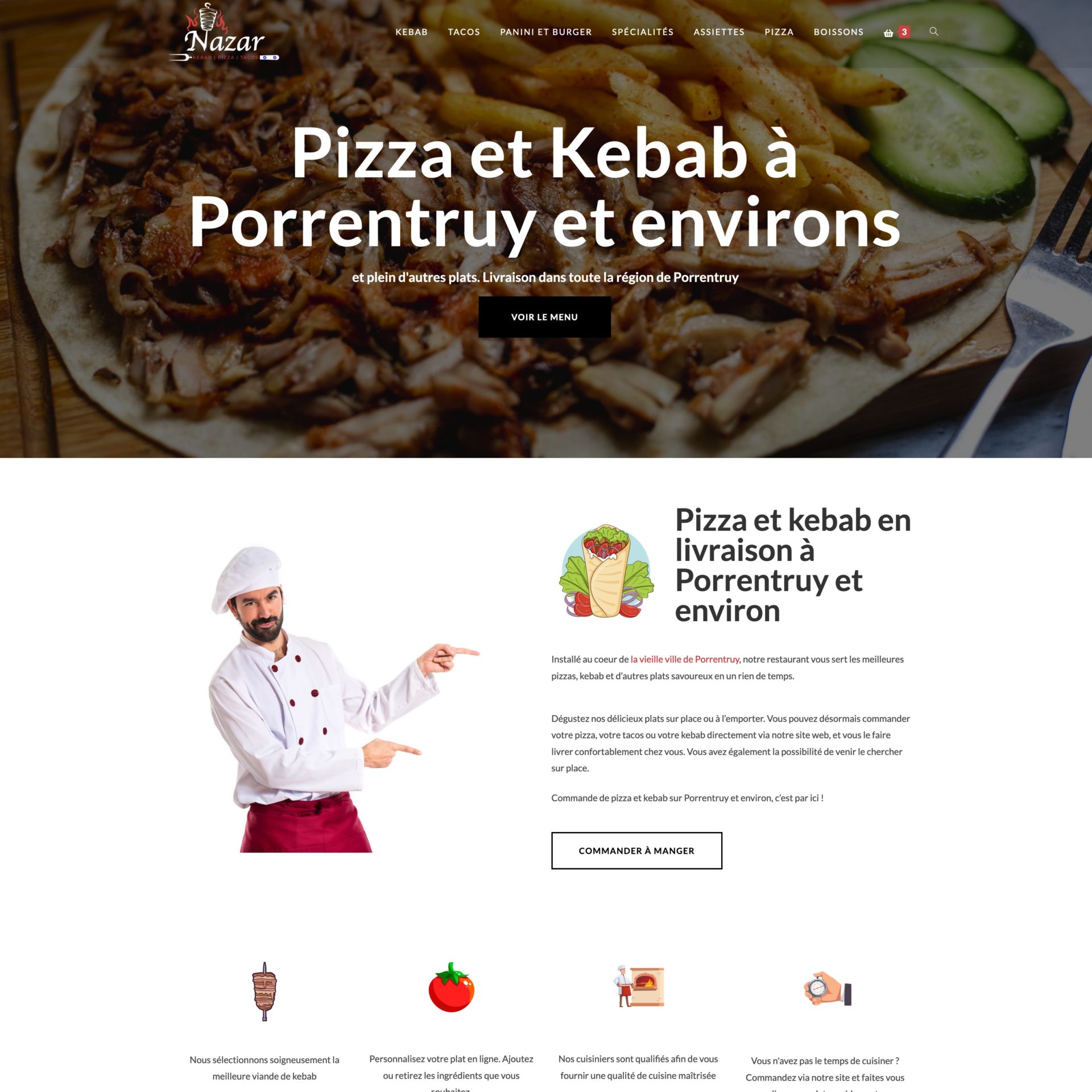 Création d'un site web e-commerce pour Nazar kEBAB à pORRENTRUY