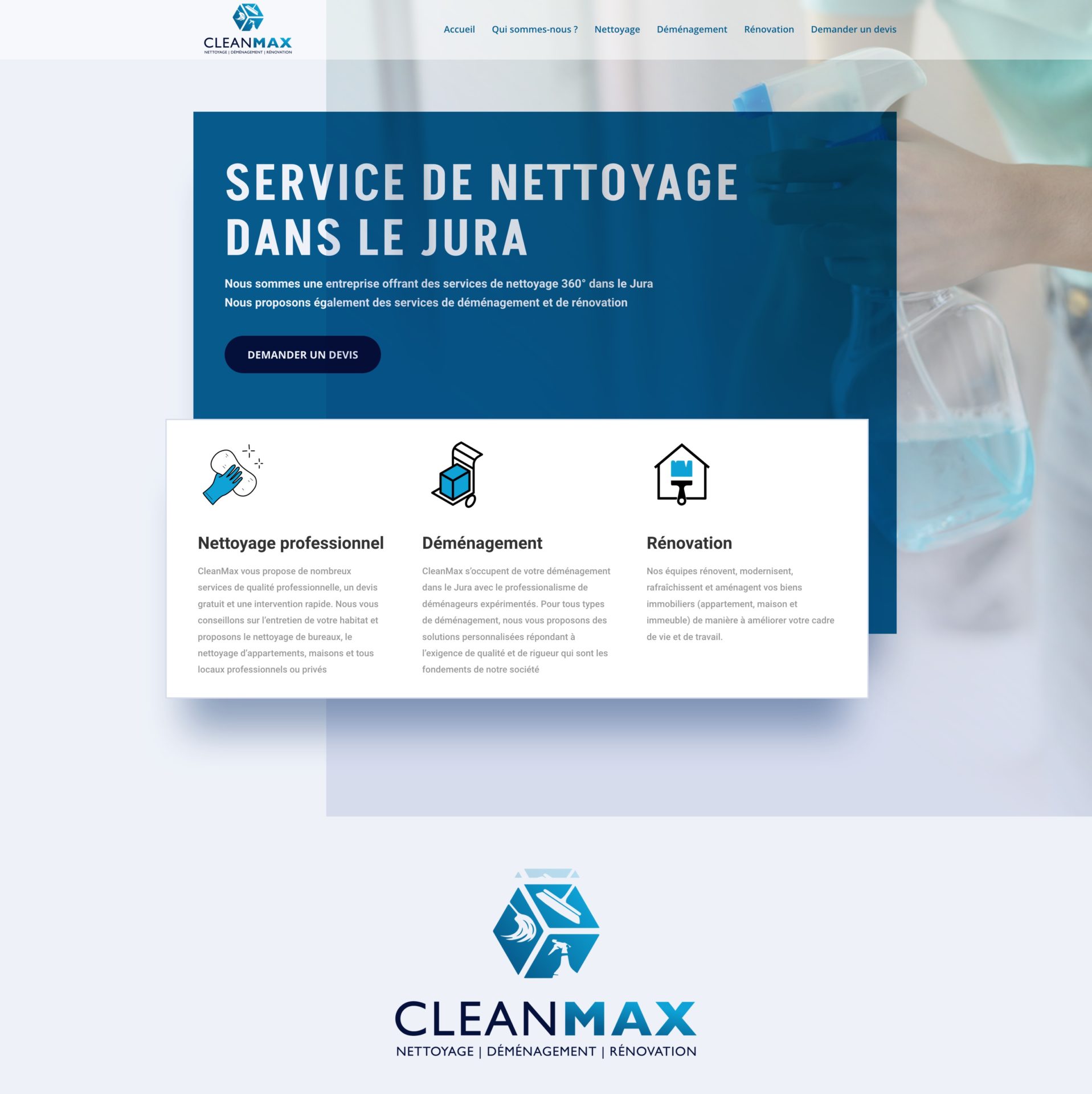 Création d'un site web vitrine pour CleanMax Nettoyage à Porrentruy